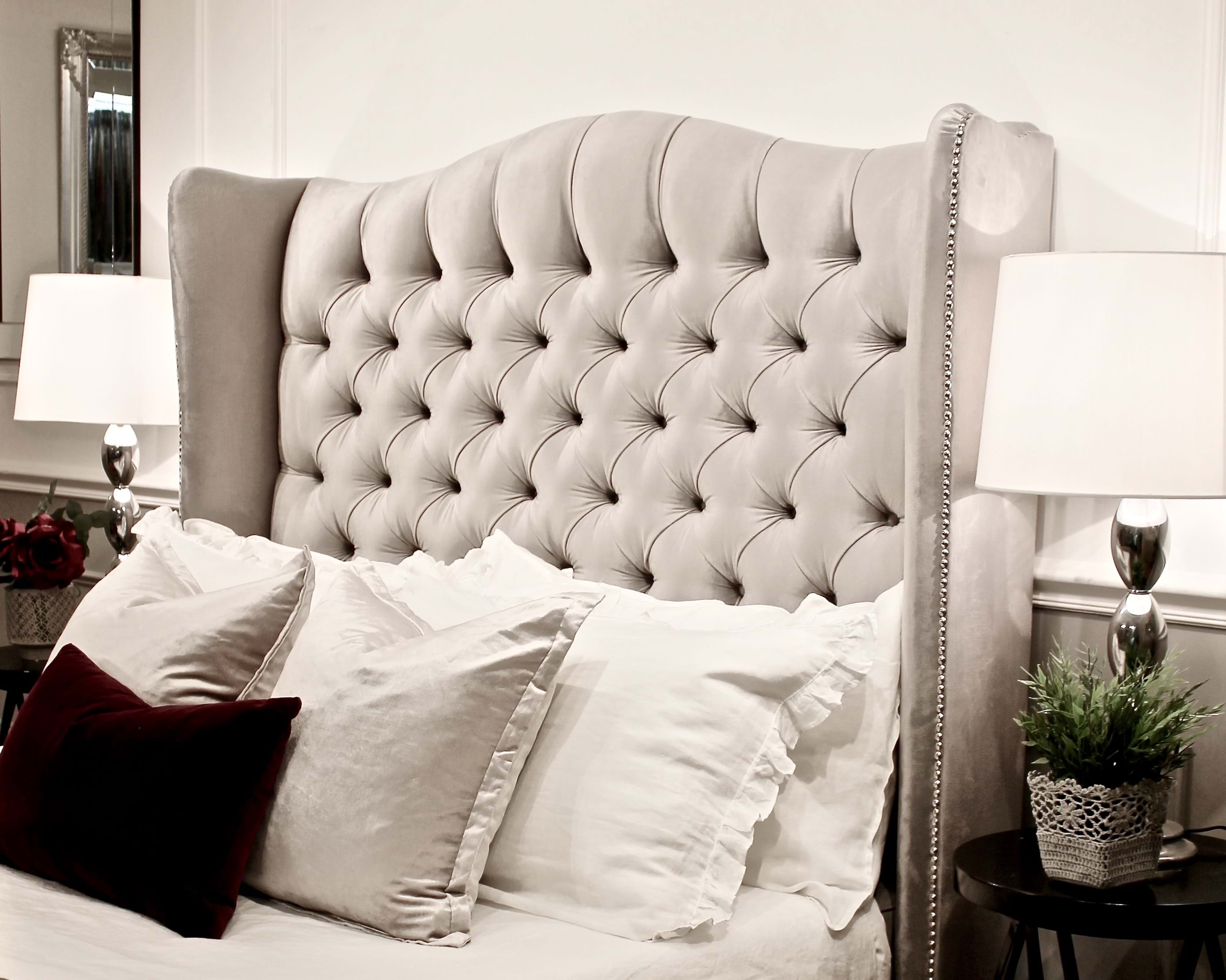 wing bed head, wing bedhead, upholstered beds, upholstered bedheads