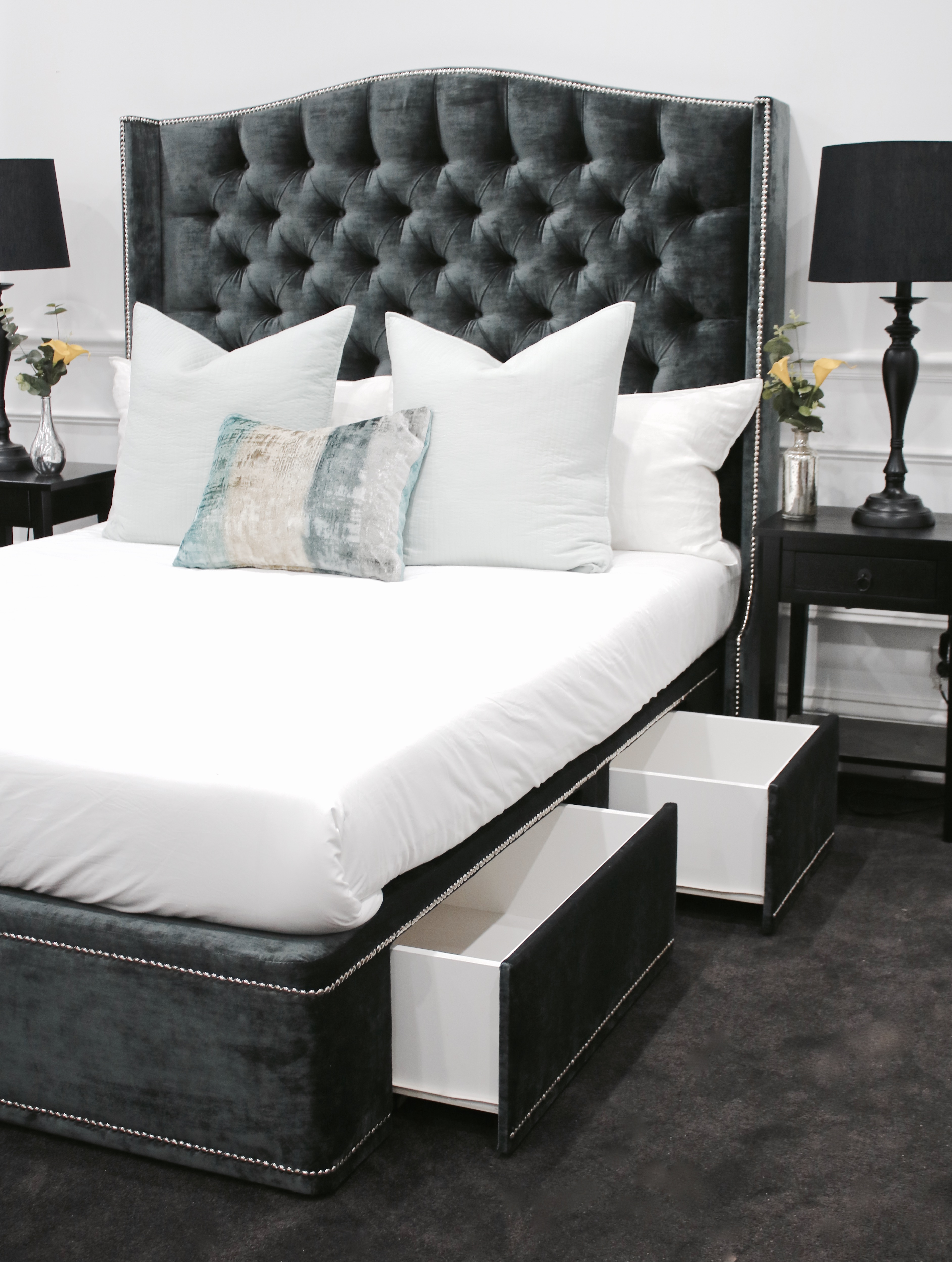 upholstered beds, upholstered bedheads,bedheads, headboards, buttoned bed, buttoned bedhead