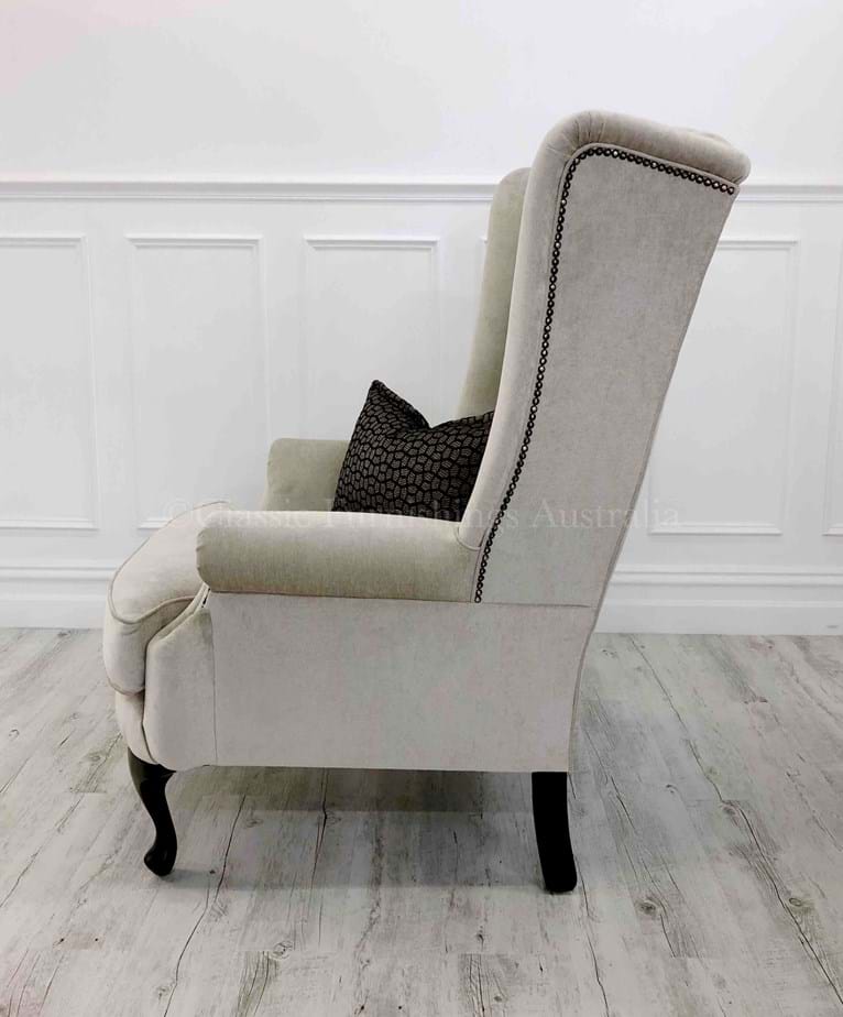 Wing Chair, arm chair, lounge chair, chesterfield, tufted, diamond buttoning, custom made, upholstery, australia, melbourne, sydney, perth, adelaide, brisbane