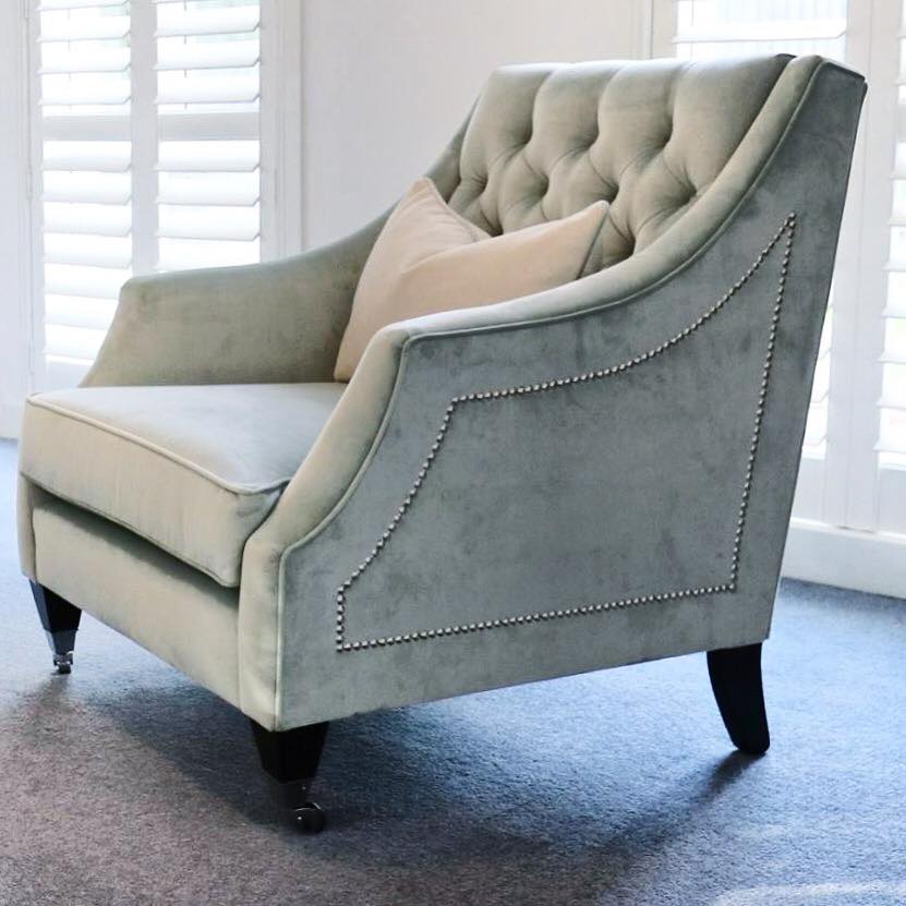 wing chair, arm chair, lounge chair, chesterfield, tufted, diamond