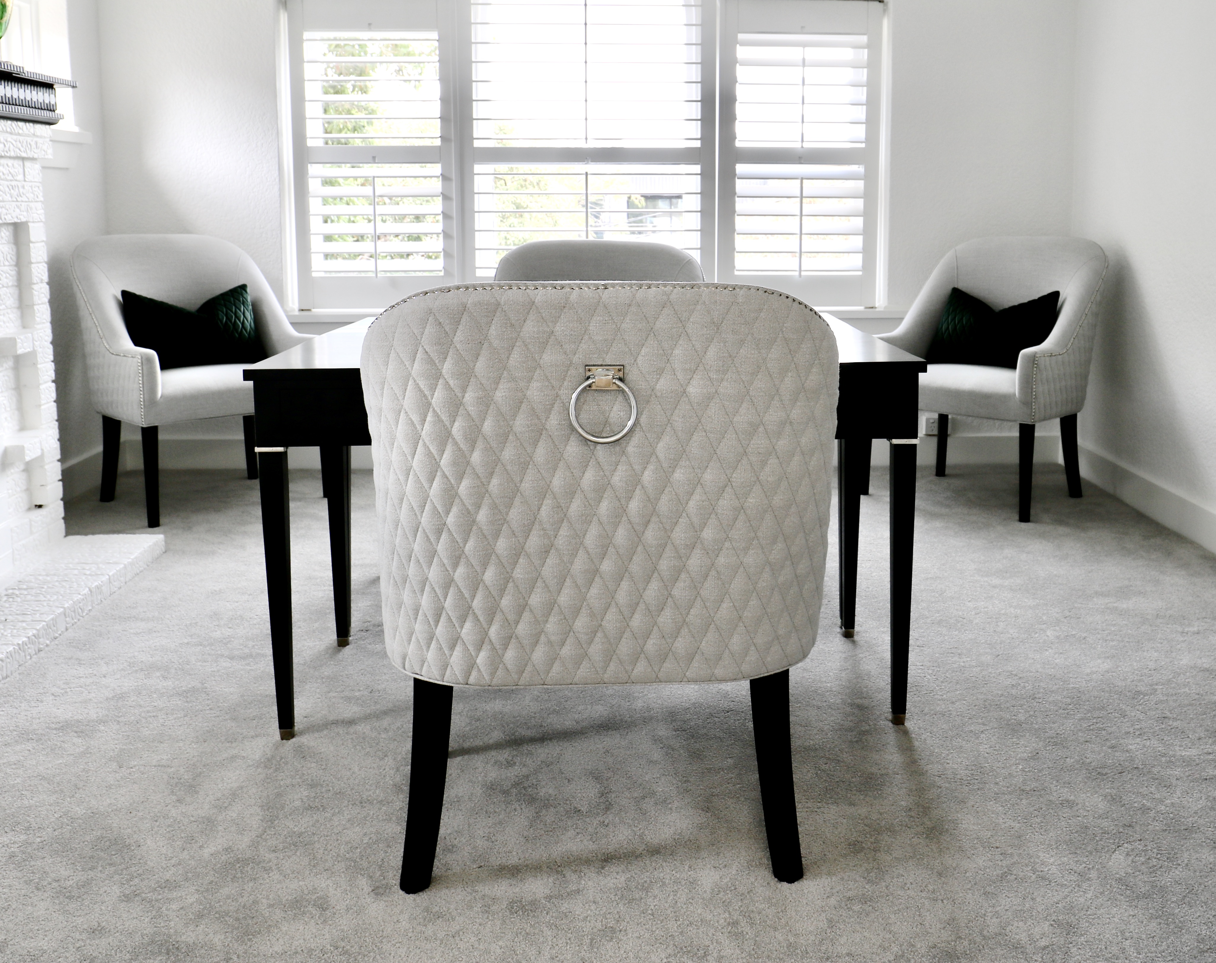 wing chair, arm chair, lounge chair, chesterfield, tufted, diamond