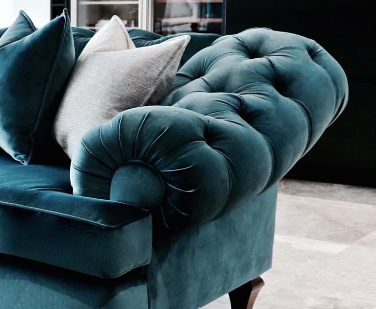 sofa, couch, contemporary chesterfield, tufted, diamond buttoning, custom made, upholstery, chair, lounge chair, velvet, linen, leather, australia, melbourne, sydney, perth, adelaide, brisbane
