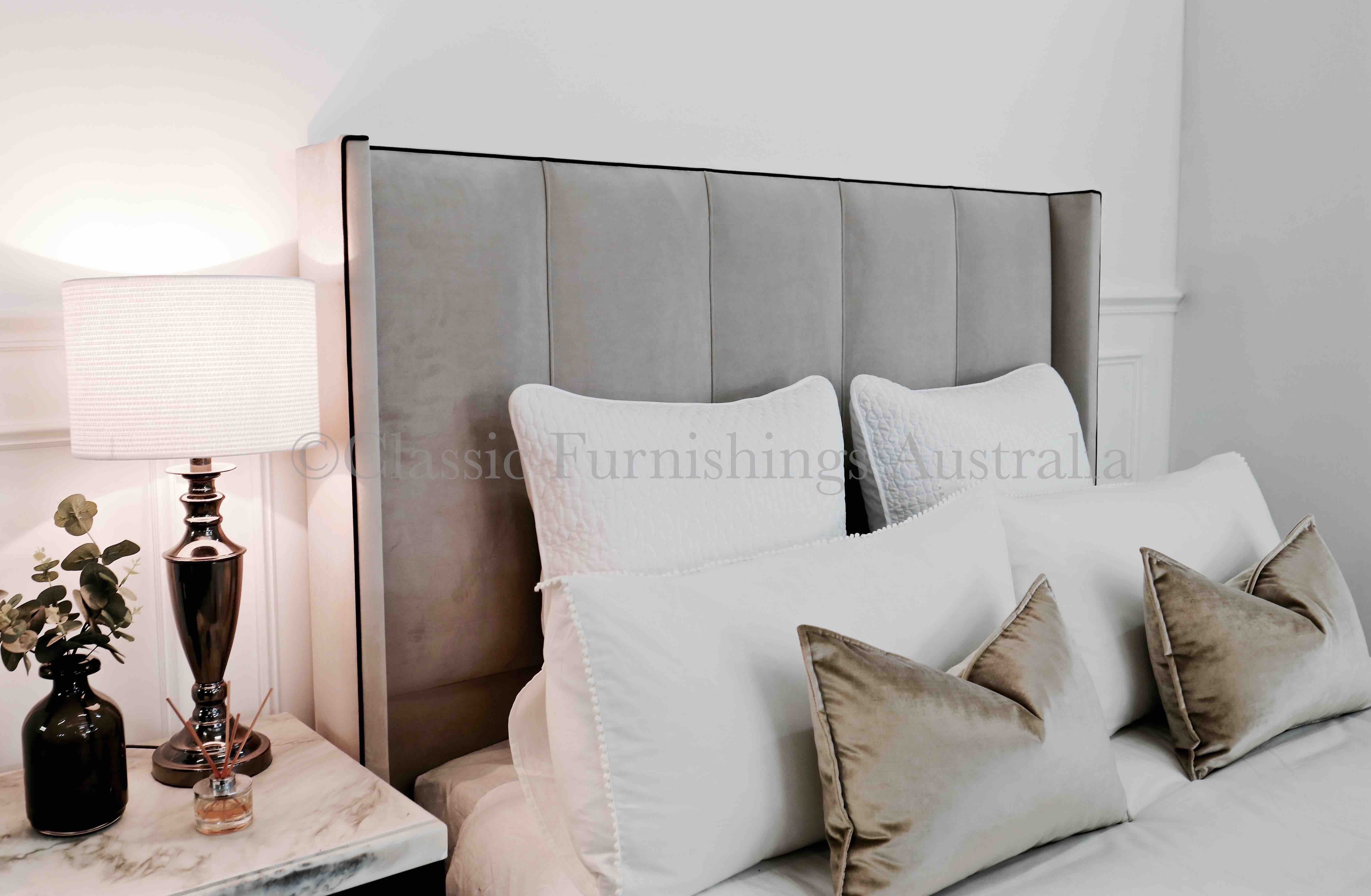 upholstered beds, upholstered bedheads,bedheads, headboards, buttoned bed, buttoned bedhead