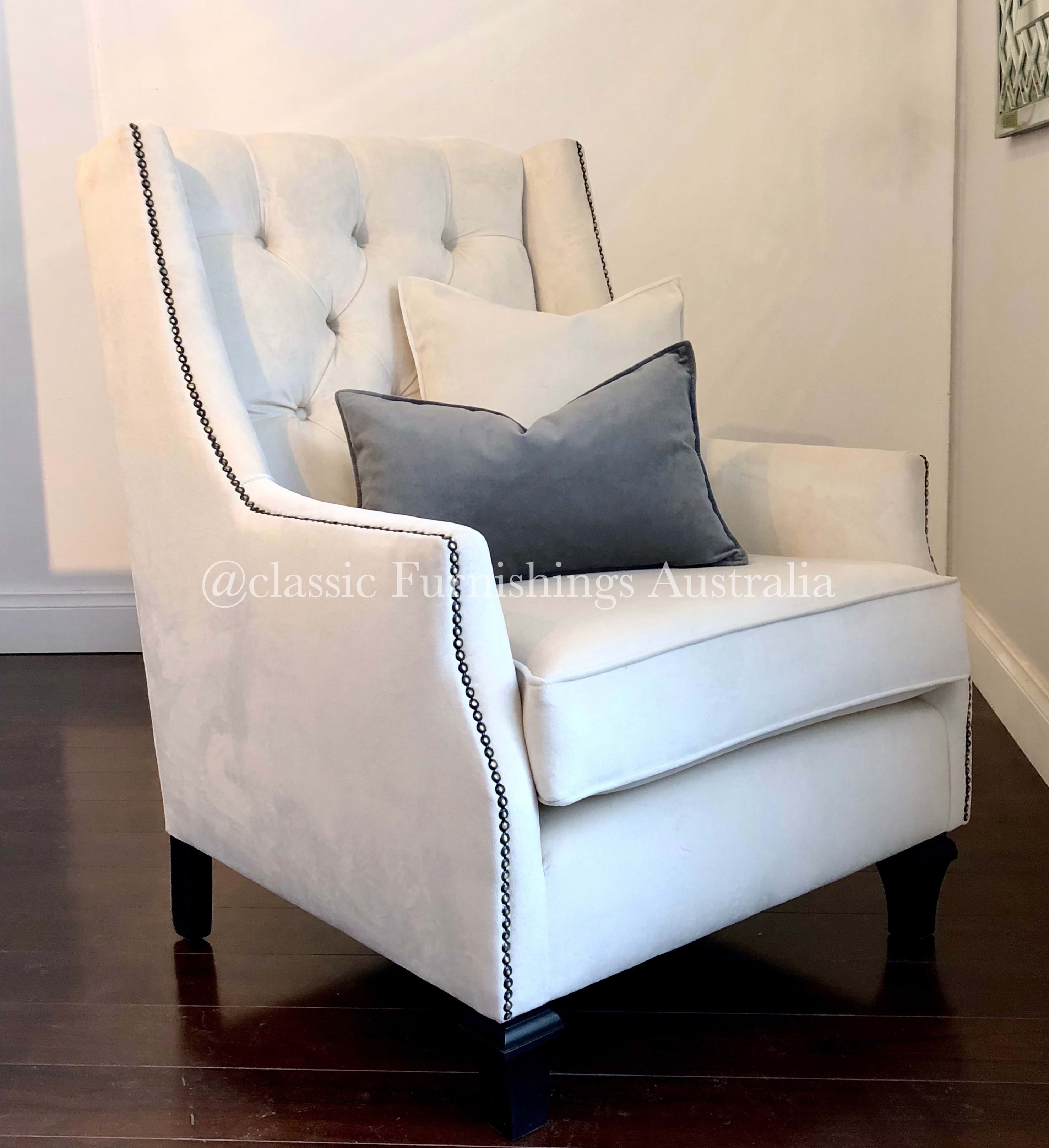 wing chair, arm chair, lounge chair, chesterfield, tufted, diamond