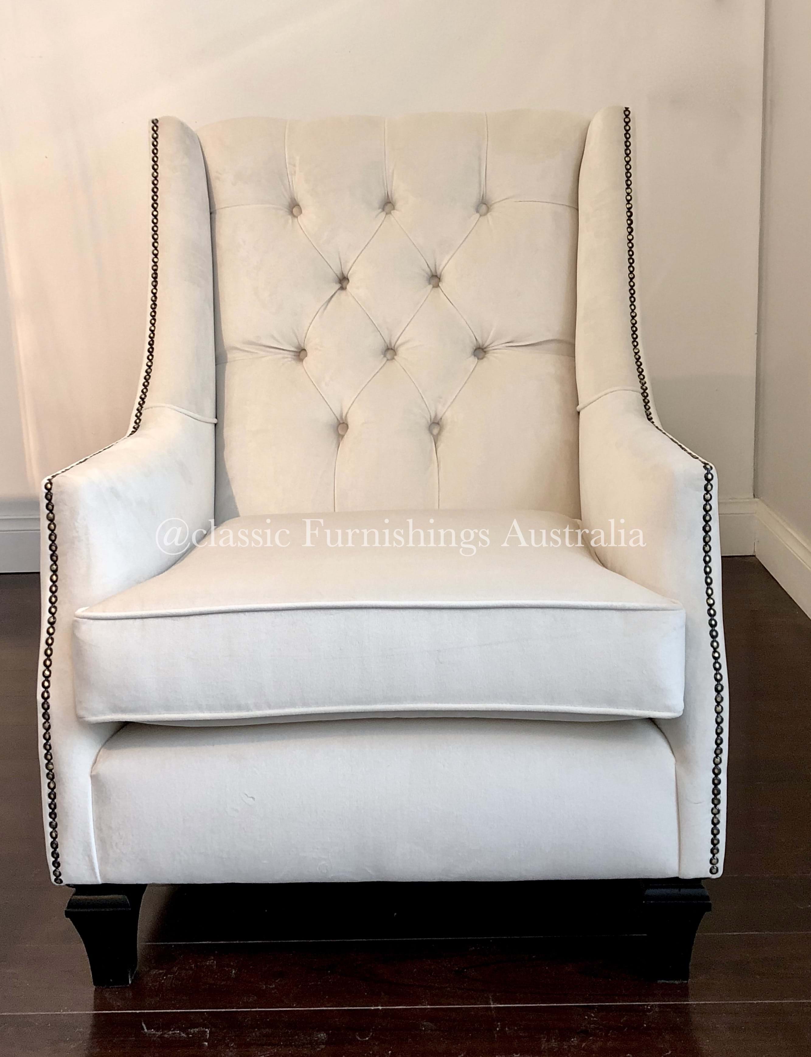 wing chair, arm chair, lounge chair, chesterfield, tufted, diamond