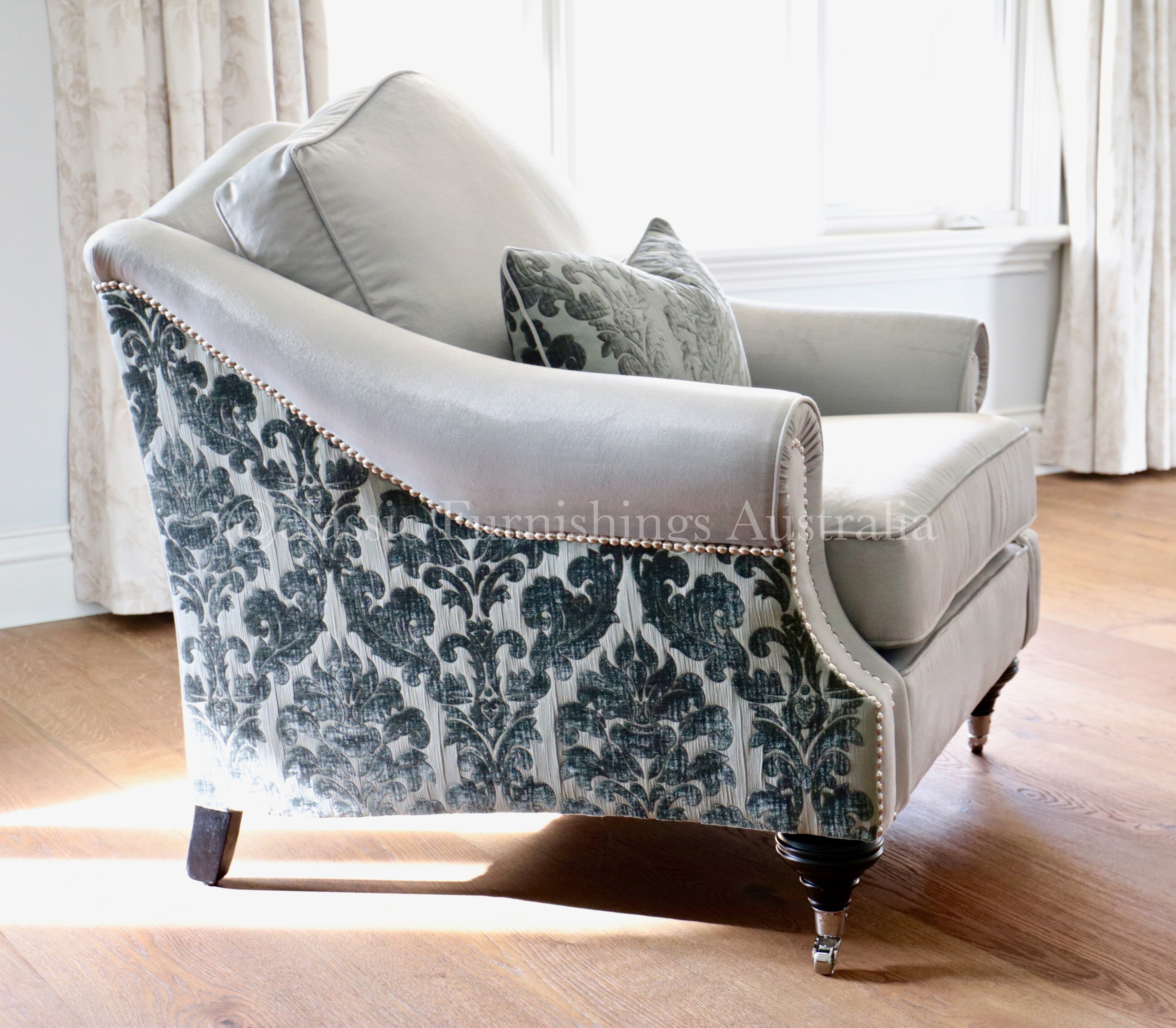 wing chair, arm chair, lounge chair, chesterfield, tufted, diamond